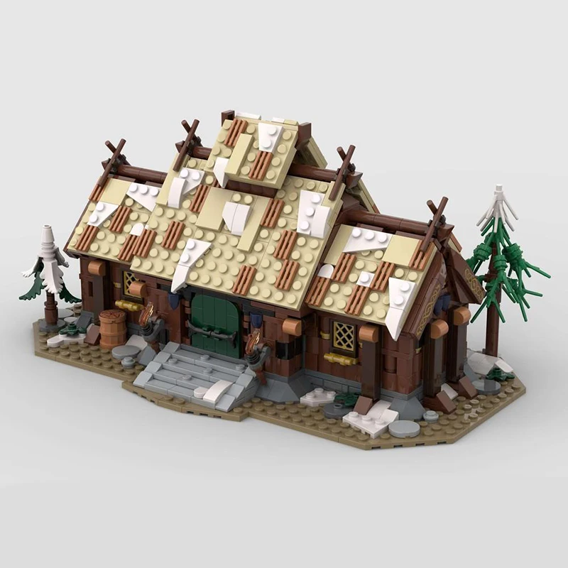 Строительный блок MOC зимняя викинская деревня средневековые времена уличный