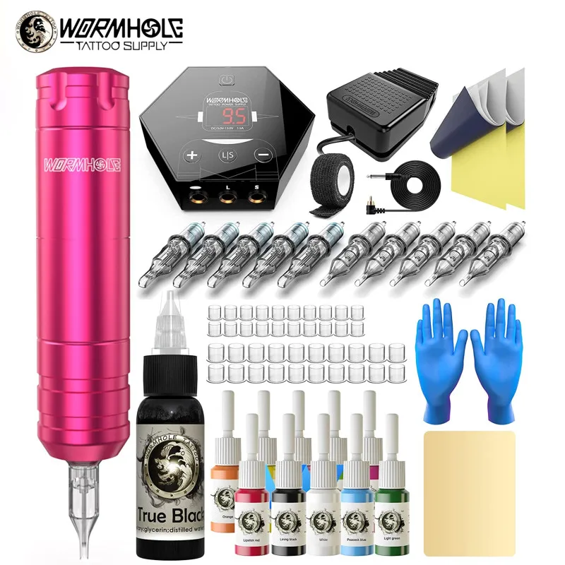 Profession Tattoo Machine Pen Tattoo Kit Power Supply Rotary Pen With Needles Tools For Permanent Makeup Machine Tattoo Artist