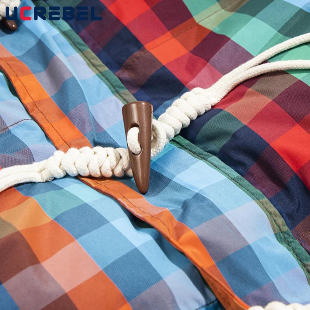 Радужная клетчатая стеганая куртка мужская с украшением на пуговицах High Street