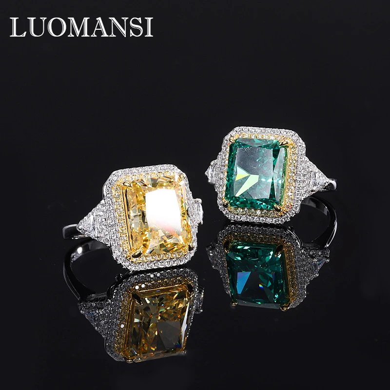

Кольцо Luomansi из высокоуглеродистого бриллианта с измельченным льдом 10*12 мм, серебро 100% пробы, Женские Ювелирные изделия, подарок на свадьбу, годовщину вечерние вечеринку, день рождения