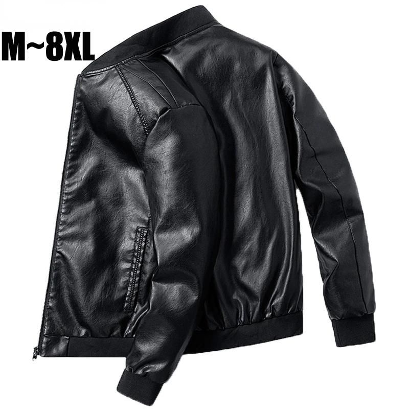 

Large Size 7XL8XL PU Leather Jacket Men Bomber Baseball Jacket Biker Pilot Varsity College Top Slim Fit Motorcycle Leather Coats