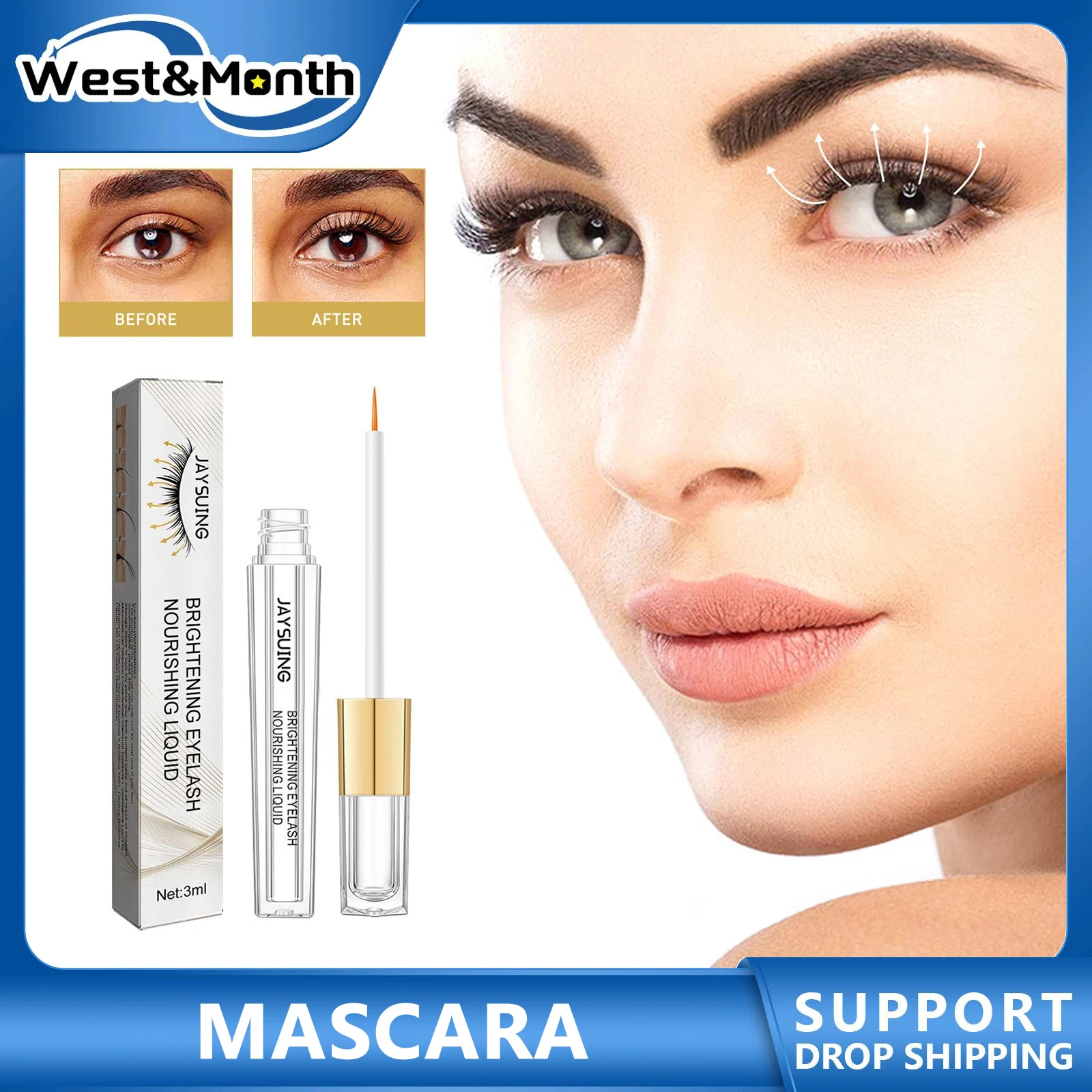 

Eyelash Growth Serum Nourishing Repairing Strong tough Anti Falling Off Mascara Curling Eyelashes Waterproof Liquid Brightening