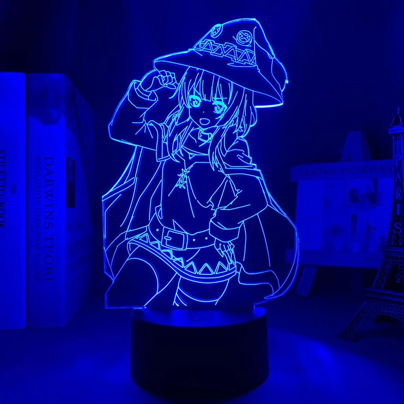 God’s Blessing on this Wonderful World KonoSuba Megumin Anime Figure 3d Led Lamp For Bedroom Manga Lava Night Lights  Gifts