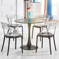 nordic dining chairs living room furniture transparent plastic stool modern minimalist cafe with backrest leisure waiting chair