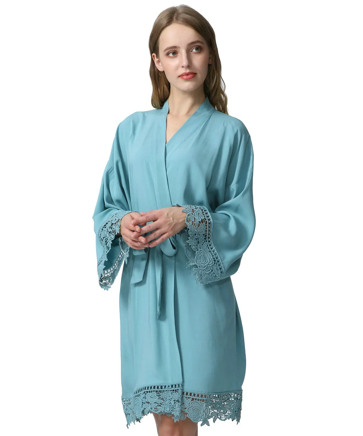 Cotton Robe Lace Robe Bride Robe Bridesmaid Robes Women Wedding Bridal Robe Bathrobe Sleepwear White Robes Blue