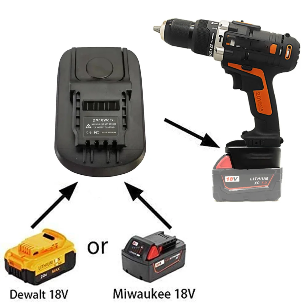 Battery Adapter For Dewalt For Milwaukee M18 18V Li-Ion Battery Convert to For Worx 20V 4PIN Orange Electric Power Tools Use enlarge