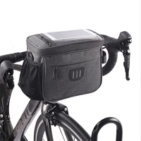 bike handlebar bags bicycle front basket waterproof cycling storage pouch with biking transparent touch screen phone holder for