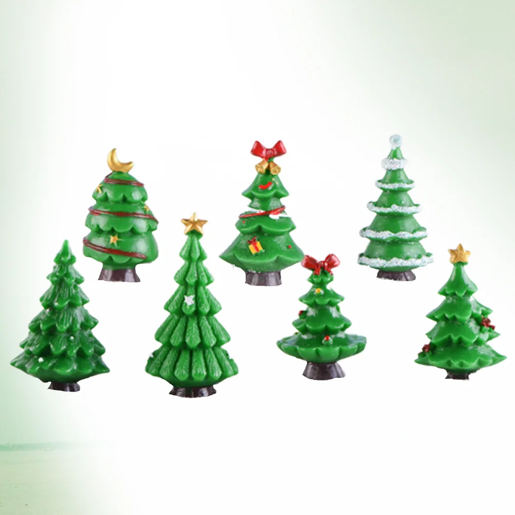 

Christmas Tree Resin Miniature Ornaments Snow Mini Landscapemicro Decor Figurines Globe Desktop Ornament Brush Bottle