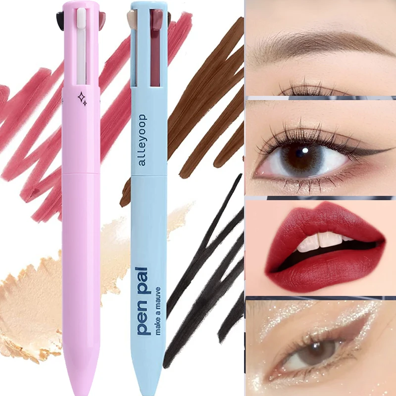 

4 in 1 Makeup Pen Eyebrow Eyeliner Highlighter Lip Liner Lips Gloss Pen Multifunctional Convenient Cosmetics Ballpoint Pencil