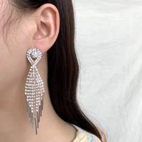 fashion big geometric rhinestone tassel stud earring for women punk butterfly flower dangle wedding bridal piercing jewelry gift