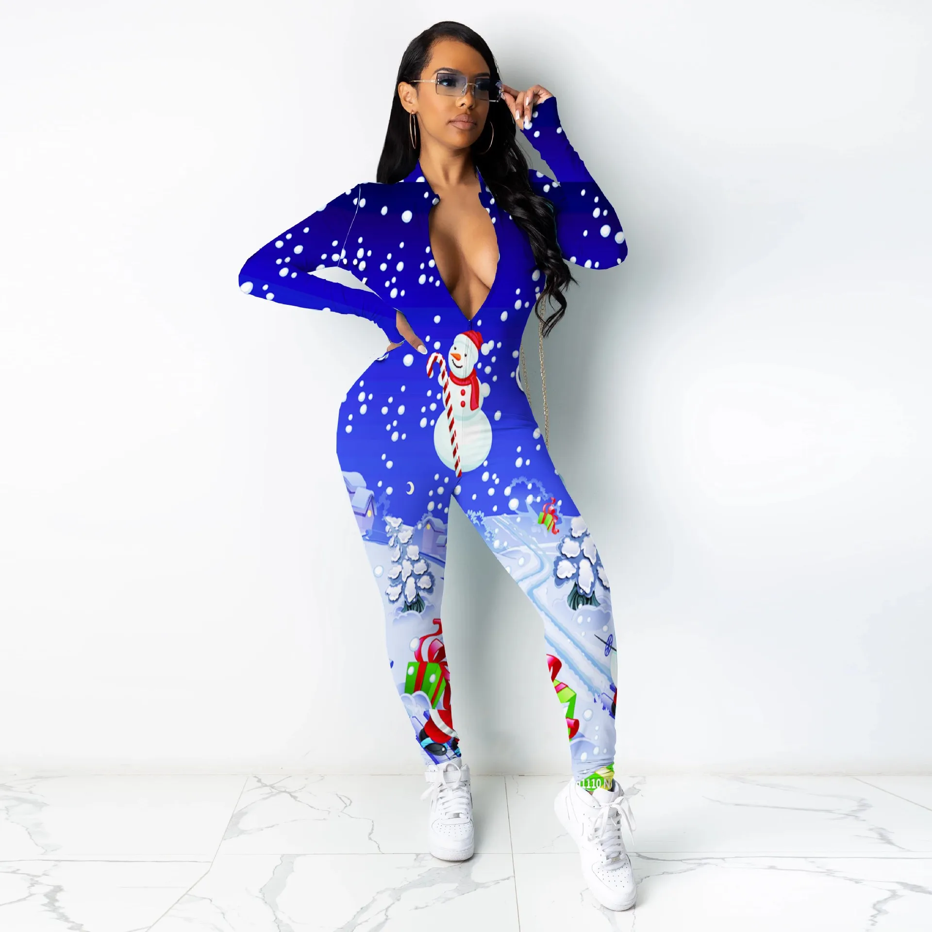 Fashion Christmas Onesies One Piece Jumpsuits For Women Pajamas Adult Sexy Cartoon Romper Lounge Wear Outfits Women Clothing