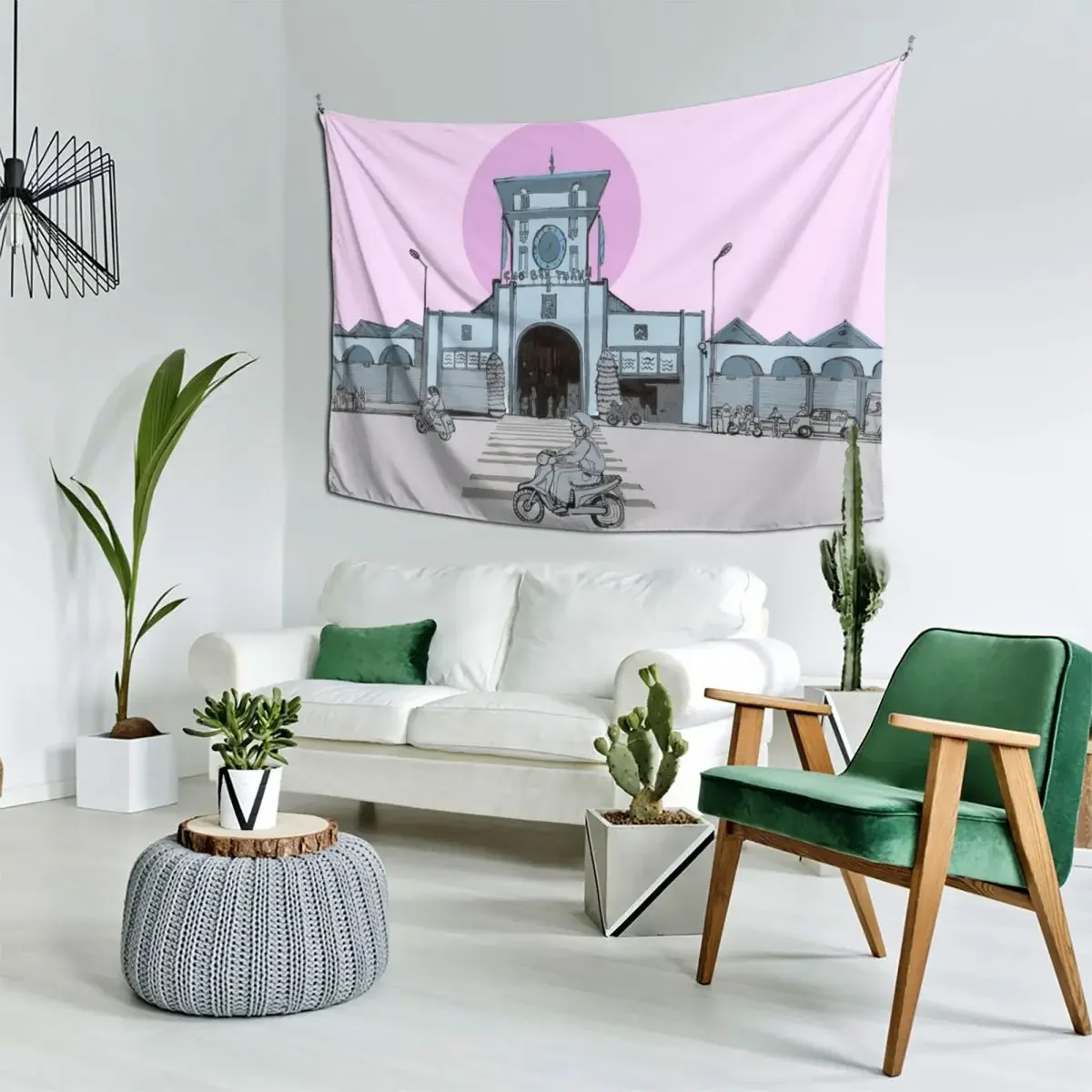 Вьетнамский гобелен с иллюстрацией Ben Thanh Market Saigon