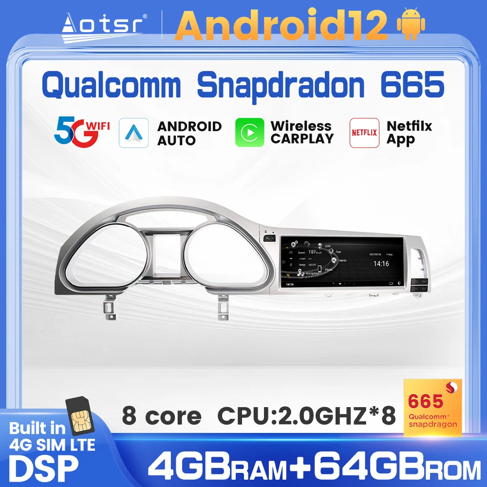 

10.25'' Android 12.0 Qualcomm 665 Netfilx Screen For Audi Q7 2005-2015 Car GPS Navigation Multimedia Player Auto Stereo Radio 4G