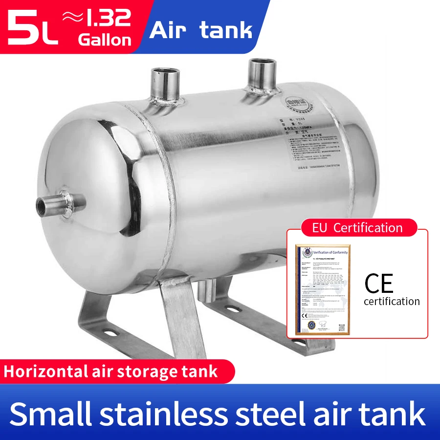 Tank Air Reservoir Tank Stainless Steel Small Horizontal Air Storage Flushing Buffer Pressure 5l-a