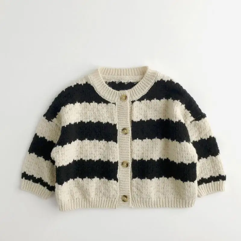 

Spring New Children Striped Sweater Boys Girls Knit Cardigan Cotton Baby Knitted Jacket Coat 2022 Infant Knit Clothes
