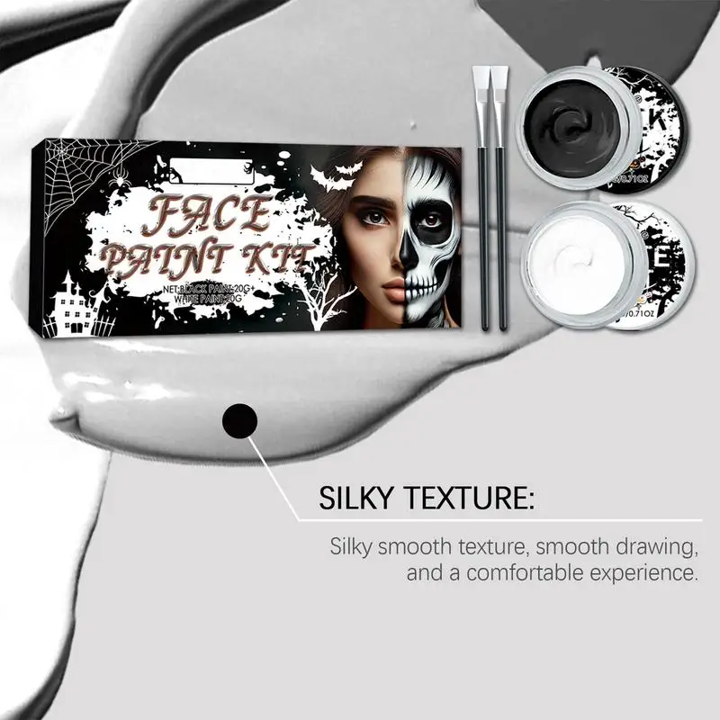 Черно-белая краска для лица профессиональная палитра красок набор с кисточками