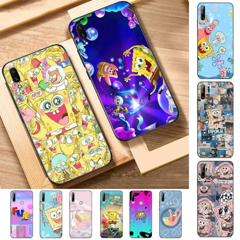 

Bandai Cute Cartoon SpongeBob Phone Case for Huawei Y 6 9 7 5 8s prime 2019 2018 enjoy 7 plus