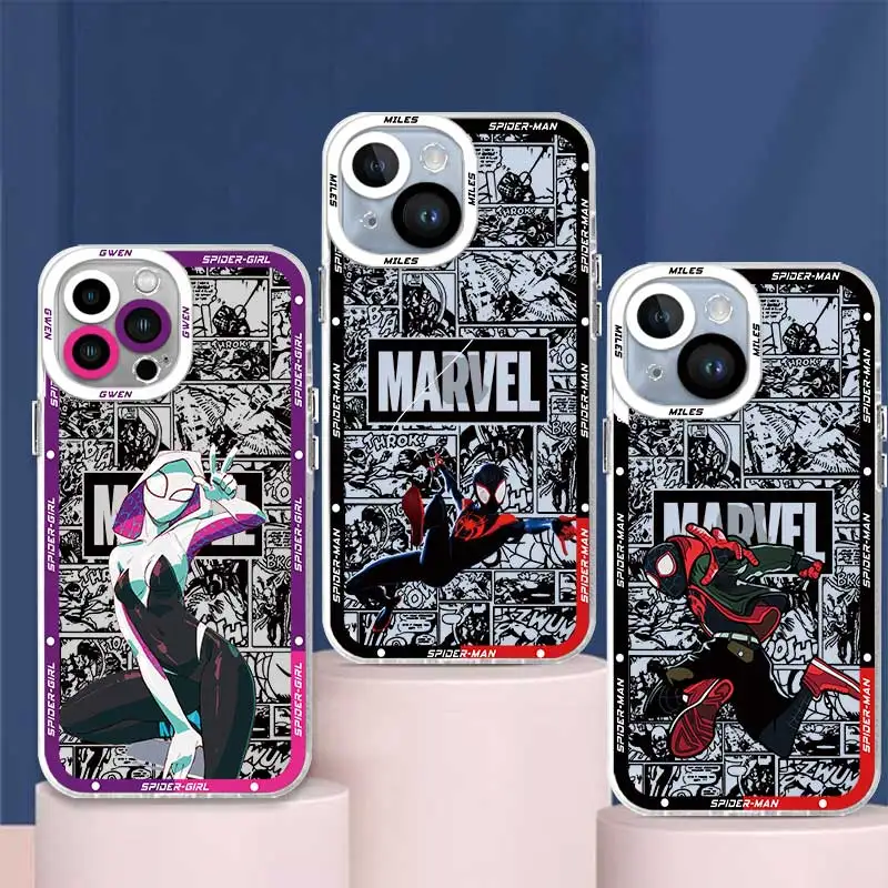 Marvel Человек-паук, Майлс, Gwen, прозрачная фотография для Oppo A95, A93, A76, A74, A55, A54, A53, A35, A33, A31, A5, A9, A16, A15, A12, F11, F17, F19, RENO 5, 6