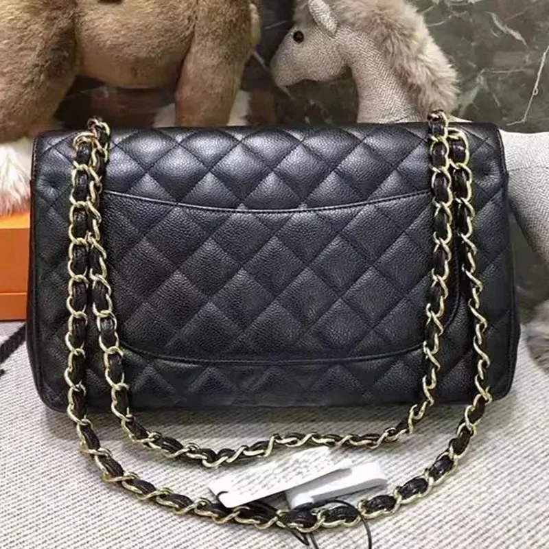 

2022European and American style ladies handbag high quality caviar leather double flap messenger bag classic design shoulder bag