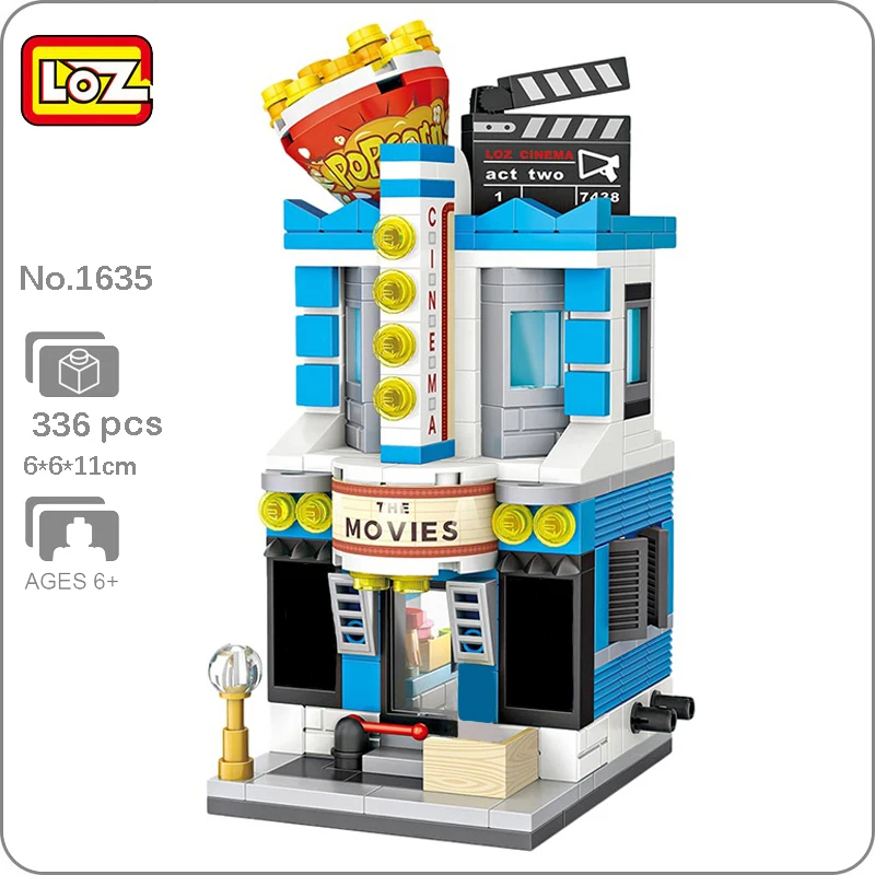 LOZ 1635 городской уличный кинотеатр магазин попкорна архитектура сделай сам