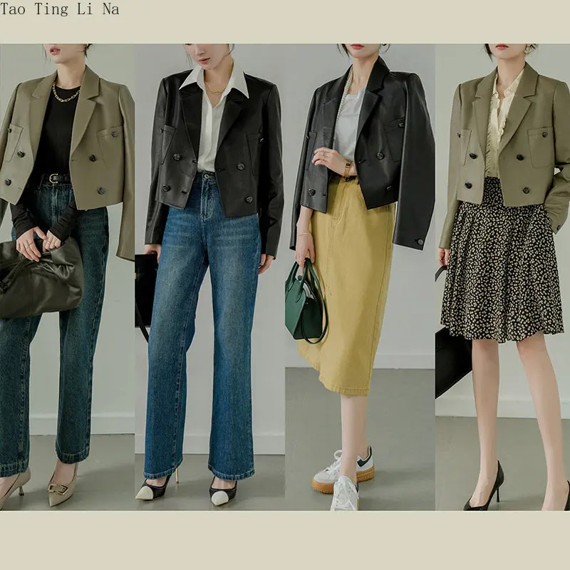 2023 Women New High Quality Genuine Sheep Leather Jacket Real Sheepskin Leather Suit W17