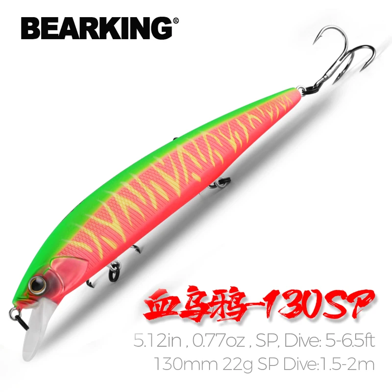 BEARKING 130mm 22g SP Hot fishing lures assorted colors minnow crank Tungsten weight system wobbler model bait |