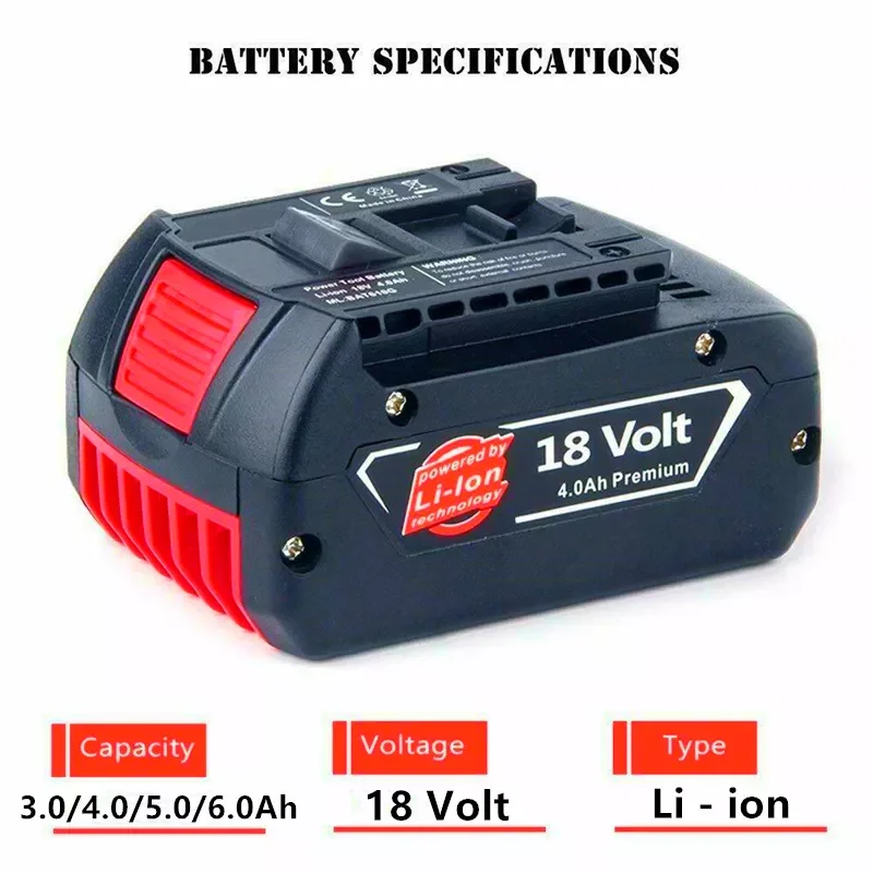 

NEW2023 18650 Rechargeable lithium ion Battery 18V 3.0/4.0/5.0/6.0Ah For Bosch 18V Backup Battery Portable Replacement BAT609