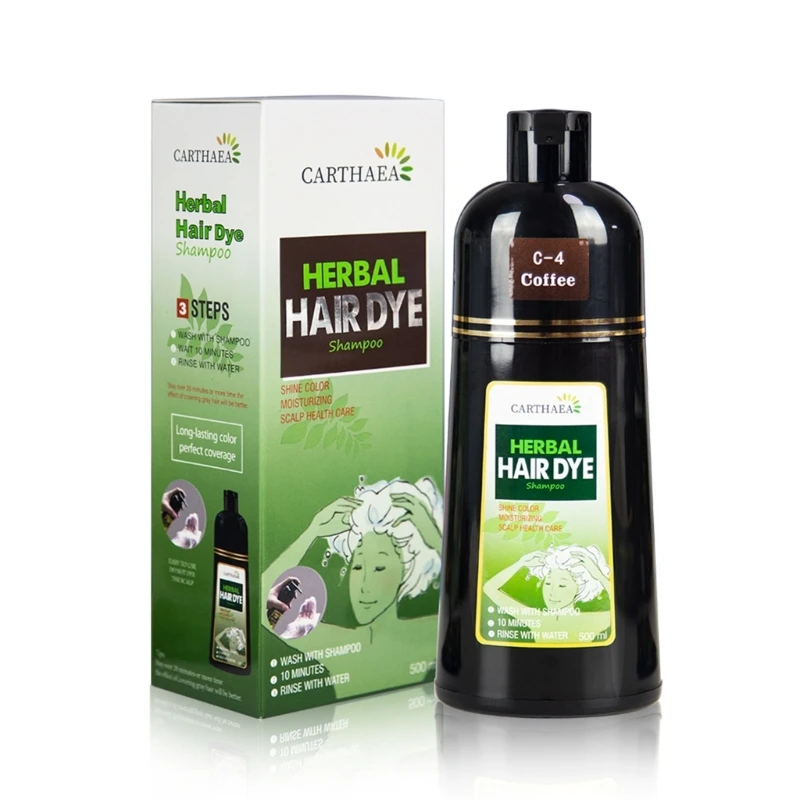 

Q1QD Hair Dye Shampoo 500ml in Minutes Herbal Hair Color Shampoo Hair Instant Coloring Gift for Women Men