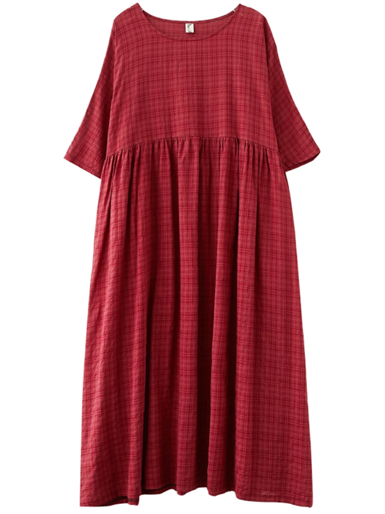 Платье женское хлопковое однотонное с коротким рукавом винтажное повседневное