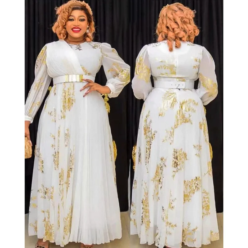 

African Dresses for Women Turkish Muslim Chiffon Party Long Dress Dashiki Ankara Wedding Evening Gown Plus Size Outfits 2023