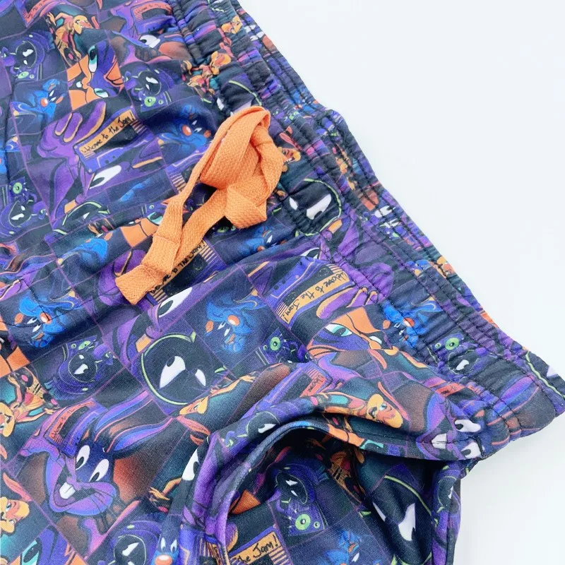 Men And Women Couple Pants Cartoon Quick Dry Pocket Sleep Shorts
