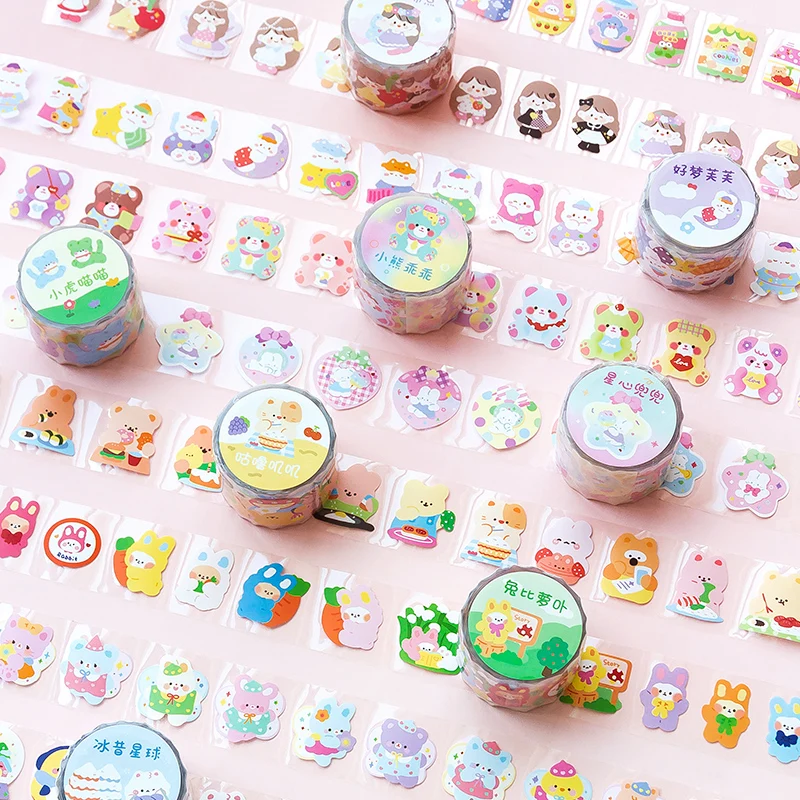 Cute Animal Die Cut Tape Decor Sketchbook Photo Album Aesthetic Notebooks Diary Art Scrapbooking Kawaii Collage Stickers On Roll
