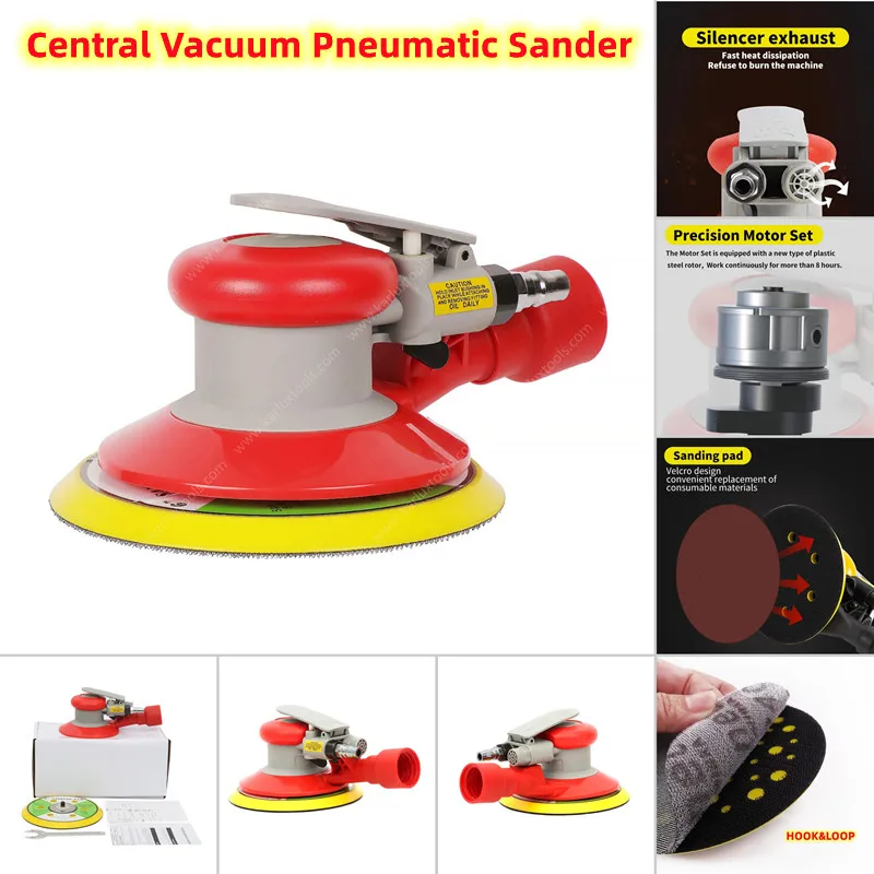 

125mm/150mm Pneumatic Orbital Sander Central Vacuum Air Polisher Eccentric Grinding Machine Car/Wood/Metal/Marine Sanding Tools