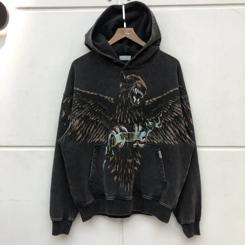 

Толстовка Оверсайз с безстрашным рисунком, винтажный облегающий пуловер с рисунком орла, Свитшот из тяжелой ткани для мужчин и женщин