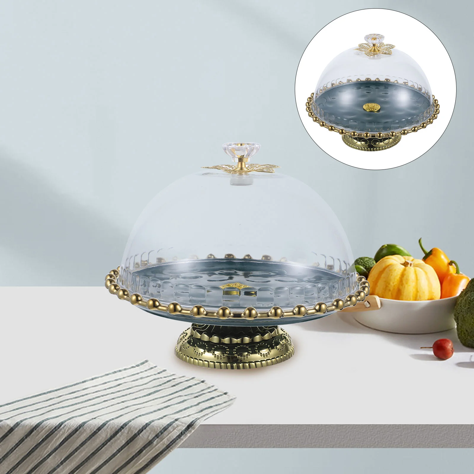 

Cake Stand Dome Display Tray Dessert Cover Plate Cupcake Ceramic Lid Footed Serving Wedding Dish Round Cheese Holder Tall Fruit