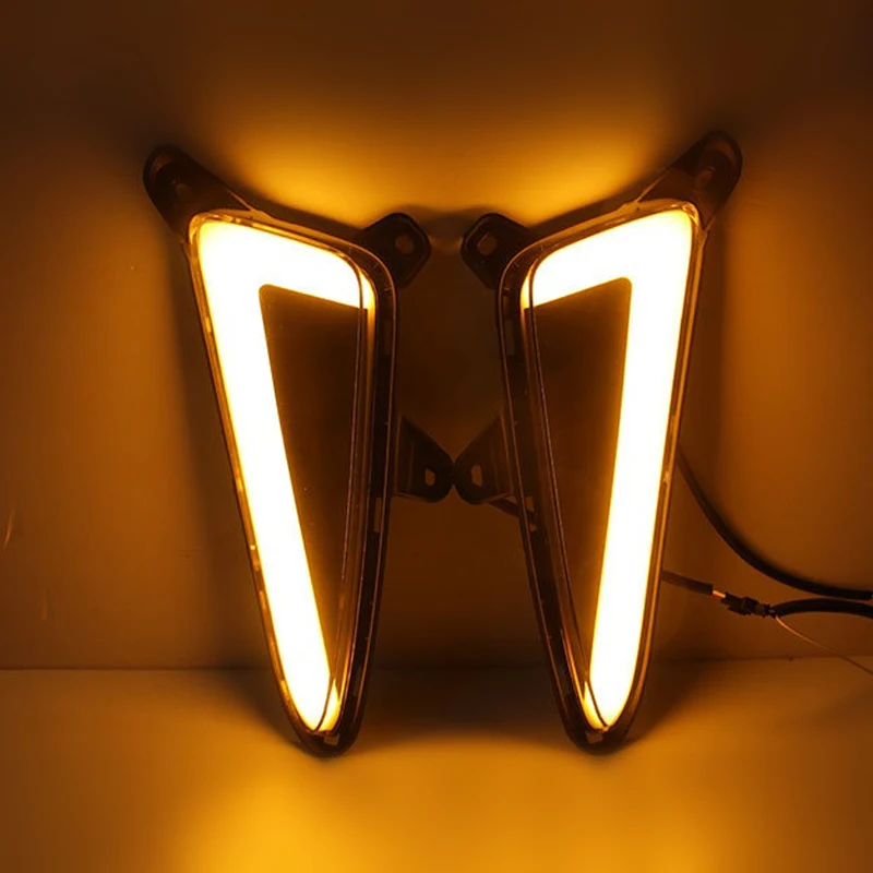 2PCS светодиодных DRL дневных ходовых огней для Toyota CHR 2016 2017 2018 2019 Дневные противотуманные фары с указателем поворота Автомобильный стиль.