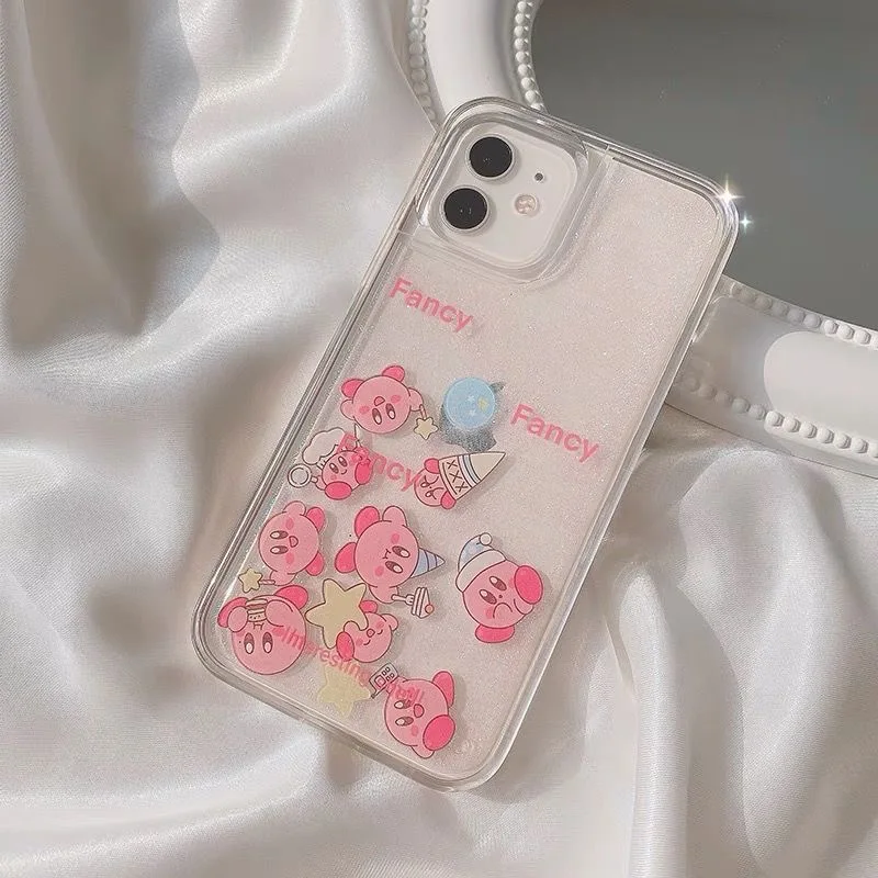 Купи Cute Cartoon Kirby Quicksand Phone Cases For iPhone 14 13 12 11 Pro Max XR XS MAX 8 X 7 SE 2020 Anti-drop Back Cover Lady Girl за 236 рублей в магазине AliExpress