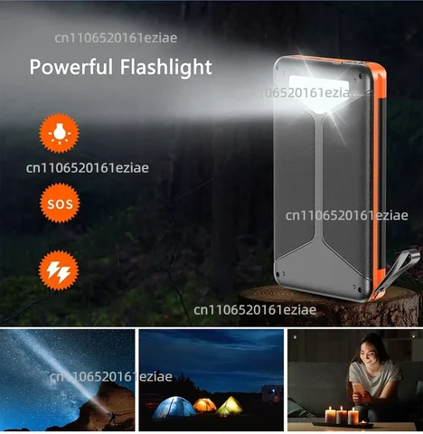 20000 мАч Qi Беспроводной аккумулятор на солнечной батарее Открытый внешний аккумулятор Портативный внешний аккумулятор для iPhone 14 Samsung Xiaomi Huawei повербанк