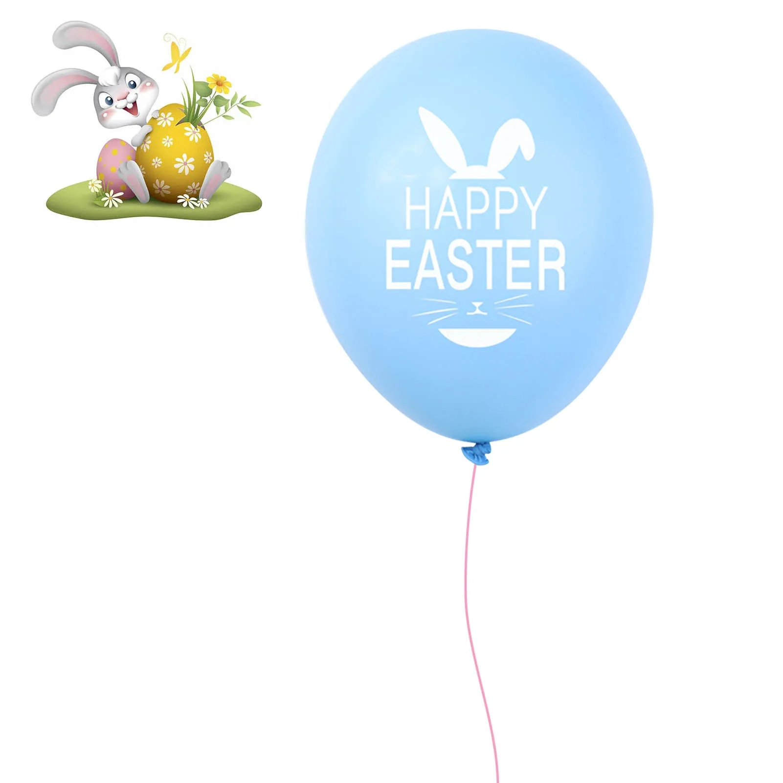 

100PCS Latex Colorful Balloon Happy Easter Day Balloons Cute Easter Bunny Light Pink Blue Purple Balloons Party Decor Supplies