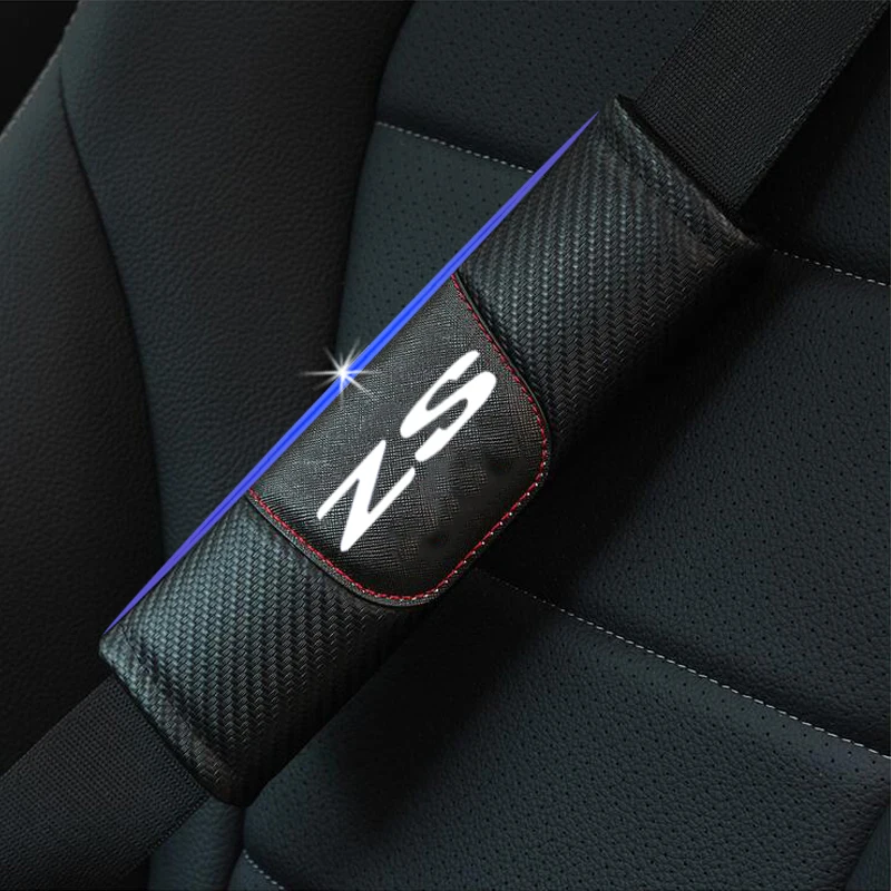 

2pcs Carbon Fiber Leather Car Seat Belt Cover Cushion for MG ZS Shoulder Protection Pad Car Decor Accessories Interior