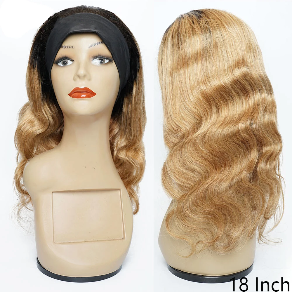 

Ombre Blonde Headband Wig Body Wave Human Hair Wigs For Black Women None Lace Front Wigs 1B 27 Colored Human Hair Wig Testa