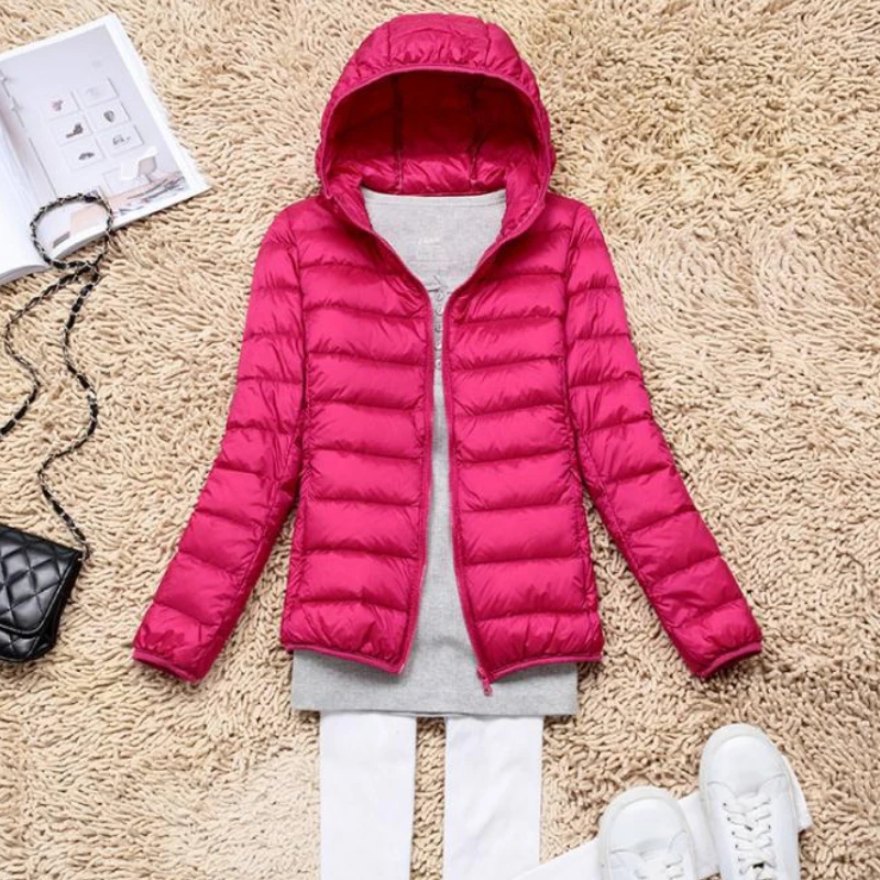 Women's Winter Hooded Down Jacket Parka Light Coat Cropped Top Warmth Slim Fit Korean Fashion Wholesale Free Shipping High End