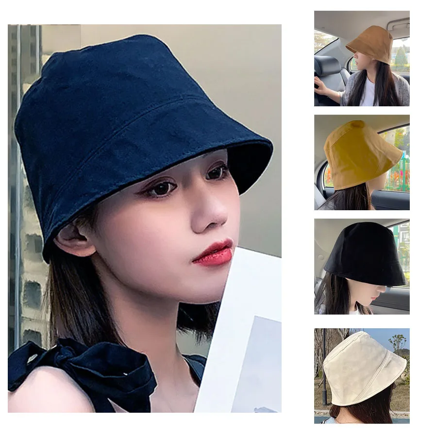 Women's Sun Hat Bucket Basin Cap Female Solid Color Clear New Hundred Take Sun Cap Free Shipping