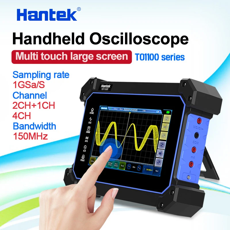 

Ручной осциллограф Hantek с сенсорным экраном, 2/4CH, 150 МГц, осциллограф + генератор сигналов + мультиметр, частота дискретизации 1 Гвыб/с