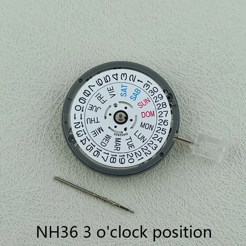 

Часы наручные NH36/NH36A Мужские механические, японские оригинальные белые с автоматическим движением, с короной на 3 часа, с датой/неделей