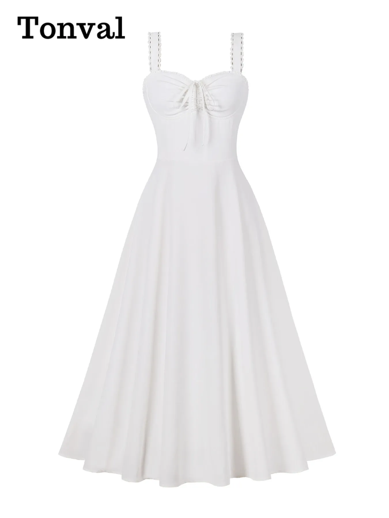 Женское длинное платье для отпуска Tonval винтажное с завязкой спереди и высокой