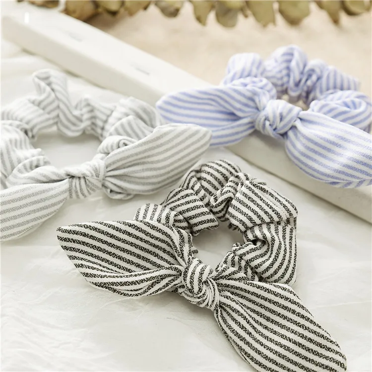 

Pleated elastic bowknot hairband solid color pleated wrinkle simple and beautiful hair knot girl headwear accessories Ponytail