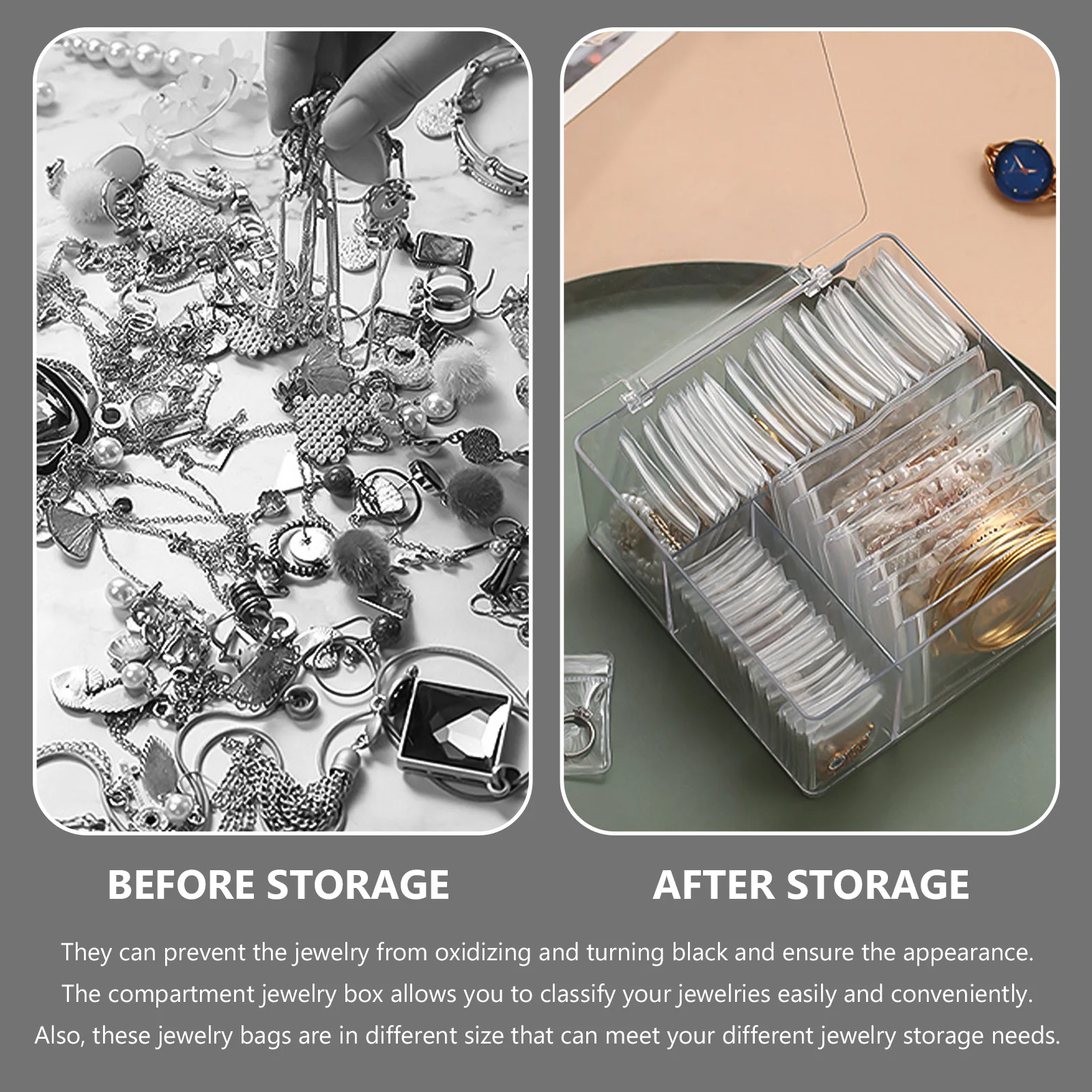 Jewelry Boxorganizer Clear Storage Acrylic Transparent Pouch Case Seal Earring Lock Self Necklacezipper Compartment Small