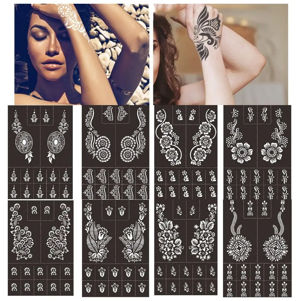 Arm Hand инструменты для свадьбы DIY индийский цветок трафарет татуировки хной