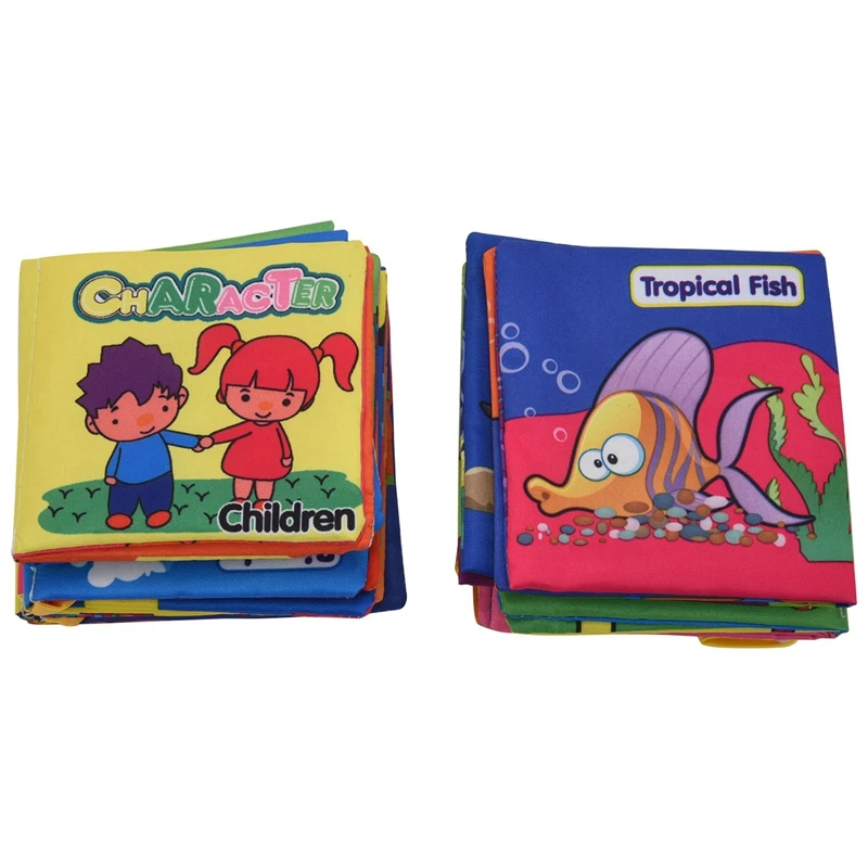 

9-Pack Non Toxic Fabric Baby Cloth Books Early Education Toys Activity Crinkle Cloth Book Toddler